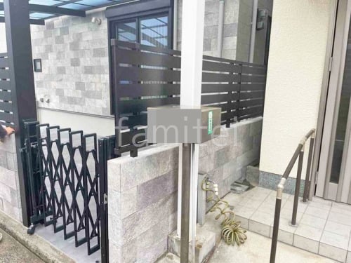 壁タイル張り LIXIL ストーンタイプコレクション アルミ形材 フェンス YKKAP シンプレオYS3型 横スリット 目隠し