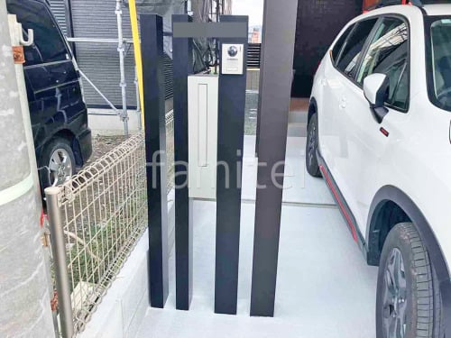 木製調デザインアルミ角柱門柱 LIXIL デザイナーズパーツ枕木材 郵便受けポスト スリム縦型ポスト