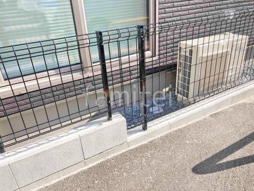 スチールメッシュ フェンス YKKAP イーネット3F型 スチール柱 境界・メッシュ ブロック塀 (化粧ブロック) 太陽エコブロックス 普通CB