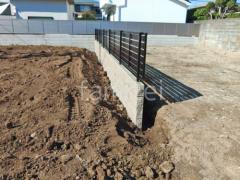 ブロック塀 (化粧ブロック) ユニソン シャモティ アルミ形材 フェンス YKKAP 木製調ルシアスYS3F型 横スリット 目隠し 木調・ラティス