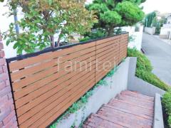 アルミ形材 フェンス YKKAP 木製調ルシアスYS3F型 横スリット 目隠し 木調・ラティス