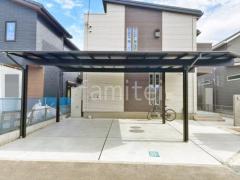 カーポート2台(ワイド) ツイン 三協アルミ スカイリード 奥行勾配 両側支持 フラット屋根