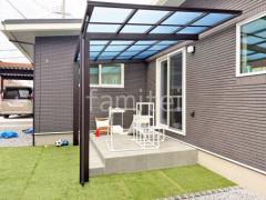 カーポート1台 (単棟) YKKAP エフルージュ FIRST フラット屋根 タイルデッキ 壁2面 LIXIL パセオ ベーシック テラコッタ風