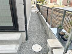 犬走り 防犯砂利敷き バラス砕石 防草シート加工