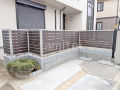 アルミ形材 フェンス YKKAP 木製調 ルシアスYS2H型 横スリット 目隠し 木調・ラティス ブロック塀 (化粧ブロック) ユニソン リブスプリットn