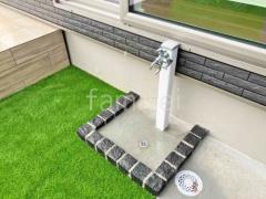 ピンコロ囲い水受け(パン) 土間モルタル仕上げ 洗い場