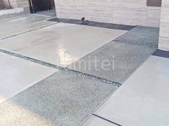 玄関アプローチ 床洗い出し仕上げ ジャミ