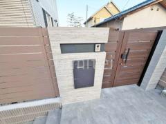 親子両開き 門扉 YKKAP 木製調 ルシアスYS4型 横スリット