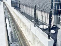 スチールメッシュ フェンス YKKAP イーネット3F型 スチール柱 境界・メッシュ ブロック塀 (化粧ブロック) 太陽エコブロックス 普通CB