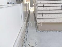 犬走り 土間コンクリート 防犯砂利敷き バラス砕石 防草シート加工