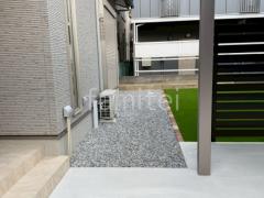 防犯砂利敷き バラス砕石 防草シート加工