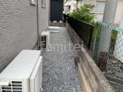 犬走り 防犯砂利敷き バラス砕石 防草シート加工