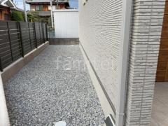犬走り 防犯砂利敷き バラス砕石 防草シート加工