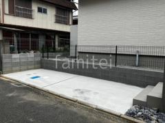 駐車場ガレージ床 土間コンクリート 土留め 化粧ブロック ユニソン ジャスティ メッシュフェンス YKKAP イーネットフェンス3F型