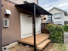 1階テラス屋根 (雨除け) 三協アルミ レボリューA F フラット屋根 スタンダード 壁付