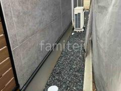 犬走り 防犯砂利敷き バラス砕石 防草シート加工