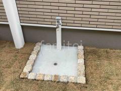 ピンコロ石囲い水受け(パン) 洗い場 モルタル仕上げ
