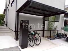 機能門柱 ユニソン ミース サイクルポート 自転車バイク屋根 LIXIL ネスカF ミニ フラット屋根