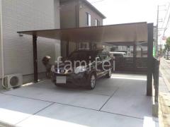 カーポート2台(ワイド) ツイン LIXIL 木製調 カーポートSC フラット屋根 吊り下げ屋根